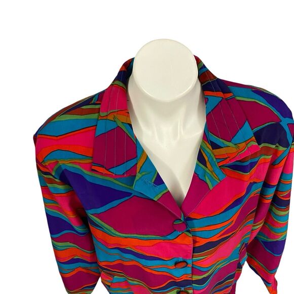 Tan Jay Blazer Womens 10 Vintage Jacket Work Office Casual Festival 90s Art - Picture 6 of 16